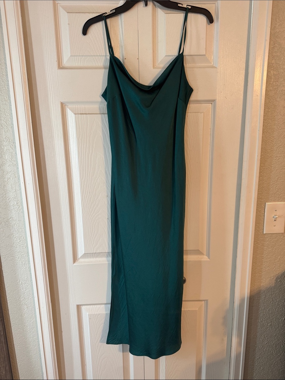 Express Teal Slip Midi Dress with Cowl Neck